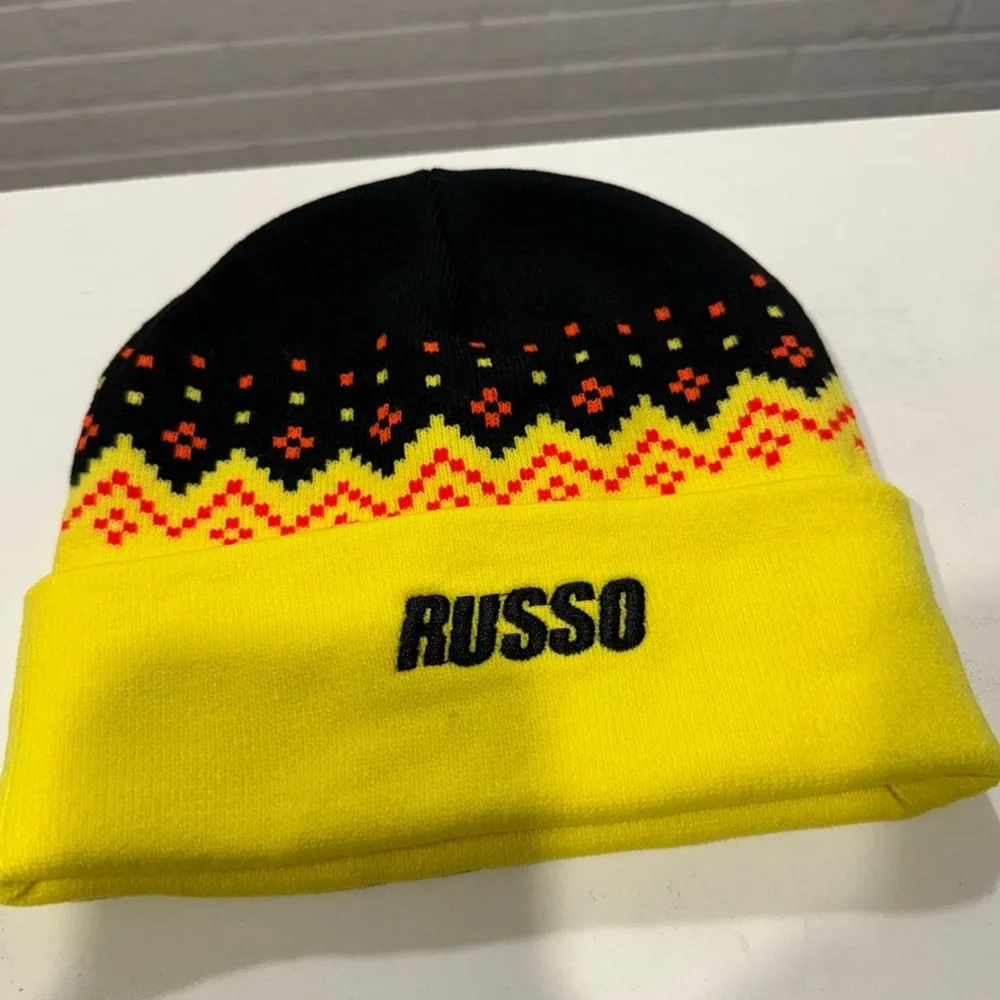 Yellow and Black Geometric‎ Knit Hat
